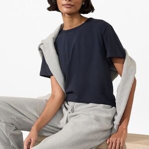 ATHLETA Essential crop top Tee | Navy | size L